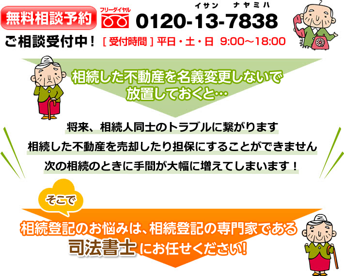 無料相談予約0120-13-7838ご相談受付中！〔受付時間〕平日・土・日9:00～18：00債務者（お金を借りていた人）が亡くなり、放置しておくと…関係のない借金でも支払い義務が発生します